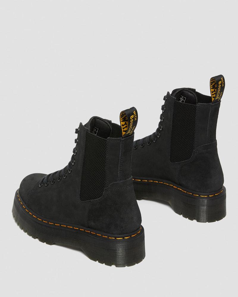 Dr Martens Jadon Nubuck Leren Platform Laarzen Heren Zwart | NL 256JPQ